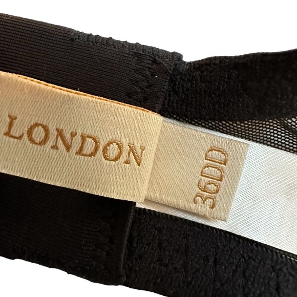 Myla Black Lace Sheer Sophisticated Designer Bra, 36DD - Picture 5 of 8